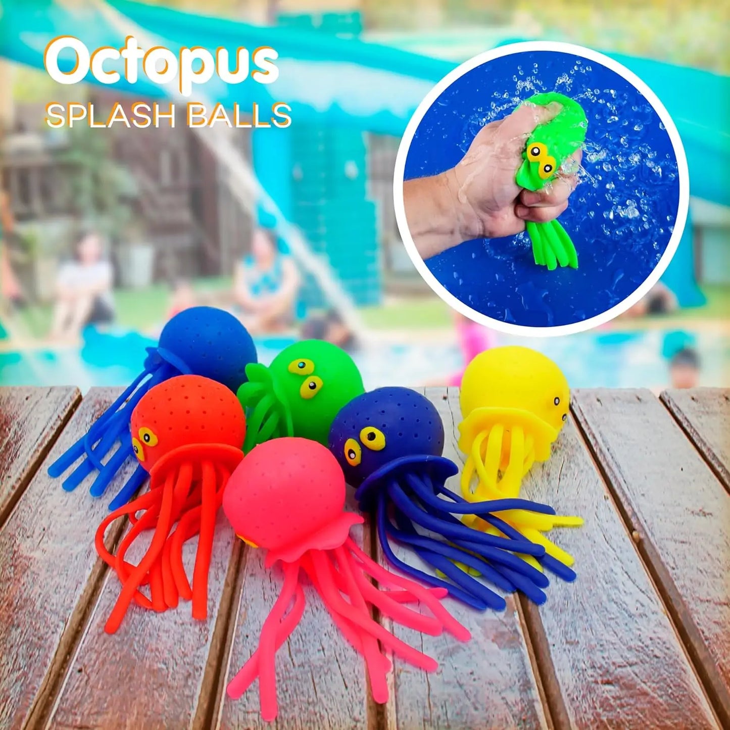Bolas de agua de pulpo para niños, juguetes de baño para niños, alivio del estrés sensorial, bolas de salpicaduras de bomba de agua, lindos juguetes flotantes para piscina