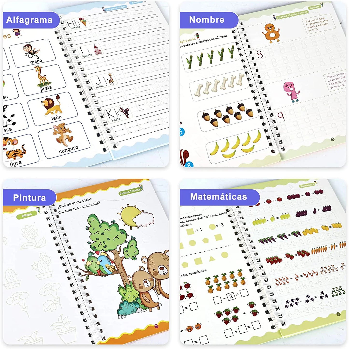 Cuadernos Mágicos Reutilizables – Trazado de Letras en Español, Inglés y Francés