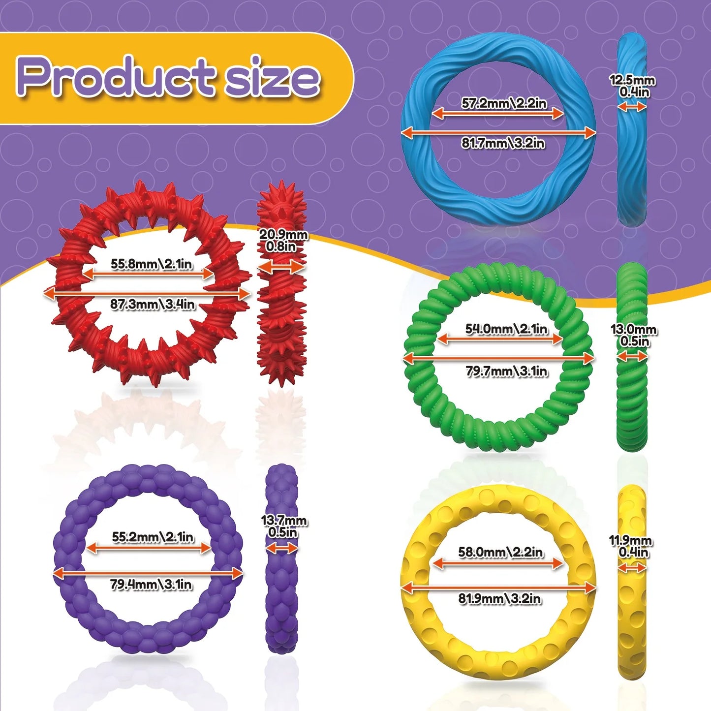 Anillo sensorial, juguetes antiestrés EDC, juguete sensorial de ansiedad antiestrés para adultos y niños, autismo, TDAH, 5 paquetes