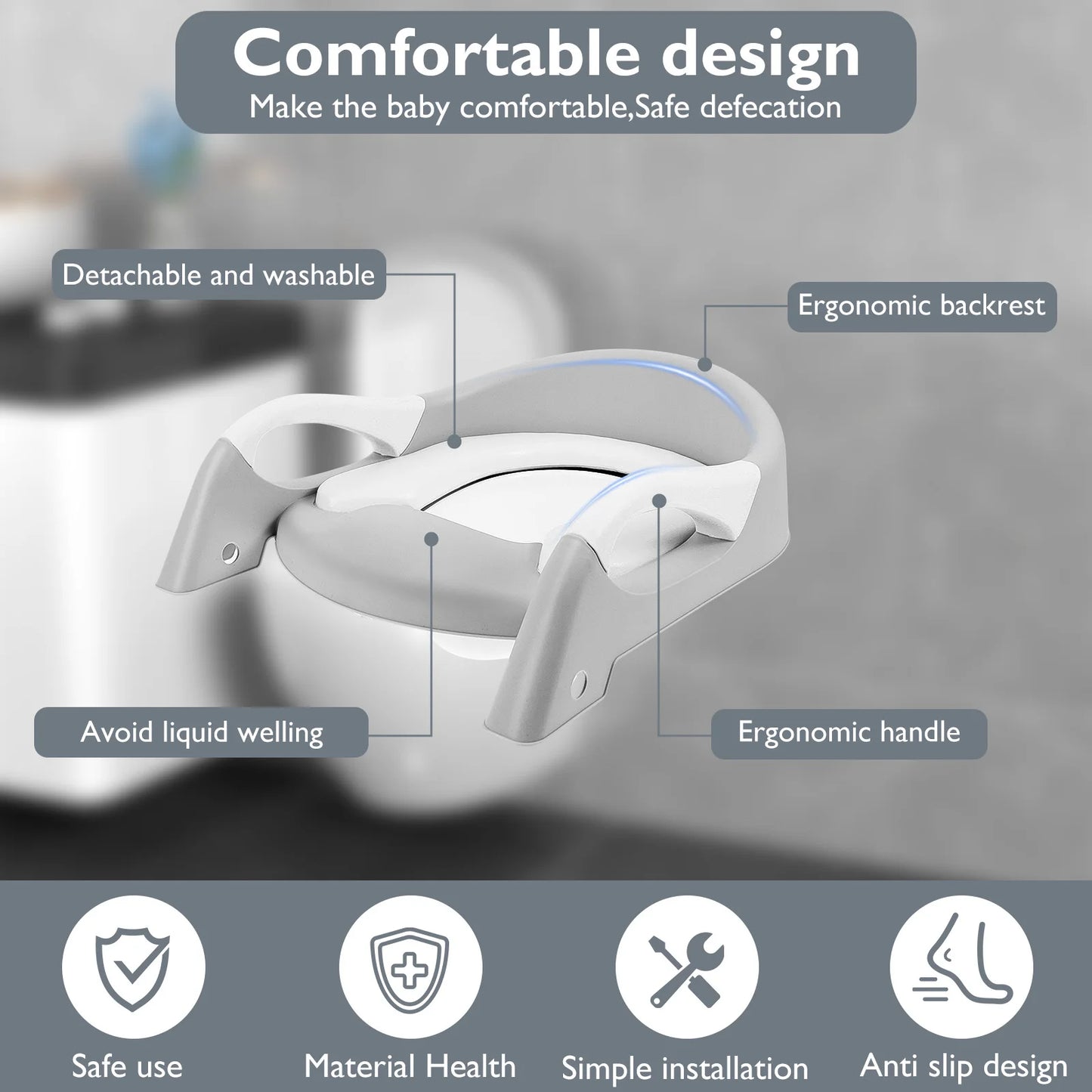 Asiento de entrenamiento para orinal, inodoro de entrenamiento con orinal ajustable en altura con almohadilla antideslizante, asiento de inodoro plegable para niños pequeños