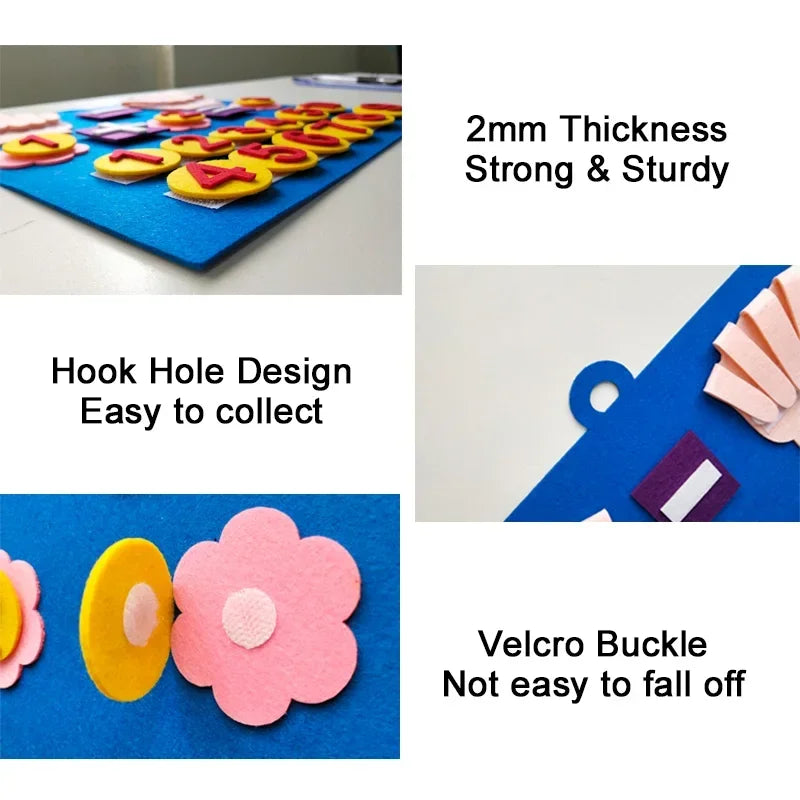 Tablero Contar con los dedos de Fieltro Montessori para Números – Juego Visual y Táctil para Aprender a Contar