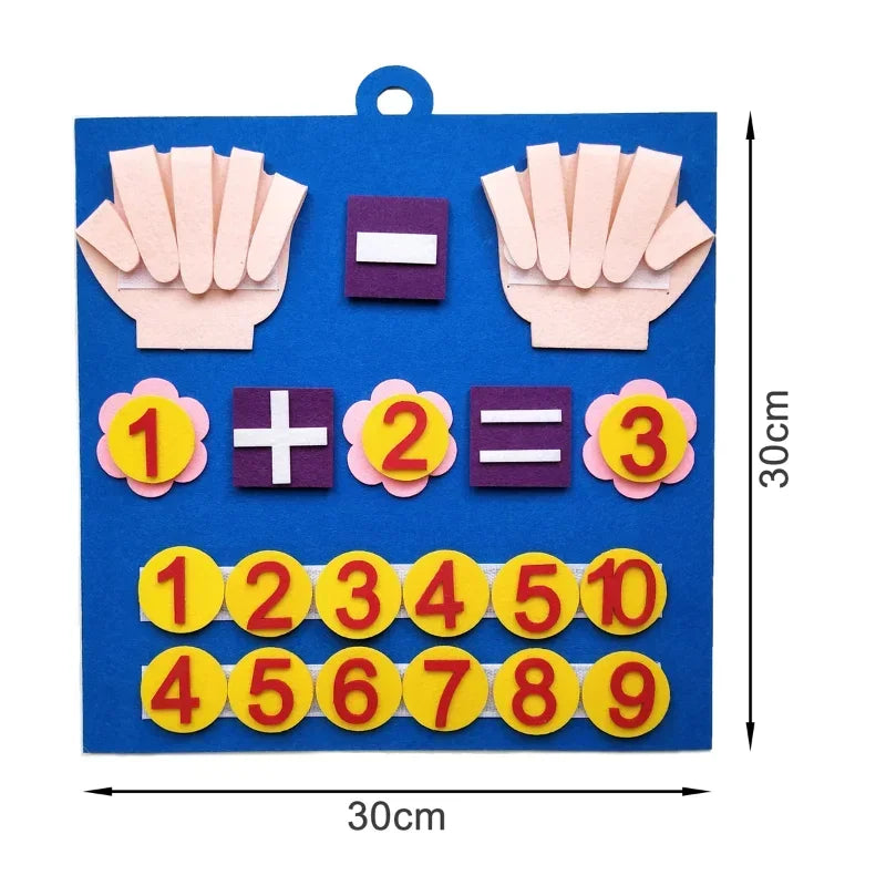 Tablero Contar con los dedos de Fieltro Montessori para Números – Juego Visual y Táctil para Aprender a Contar