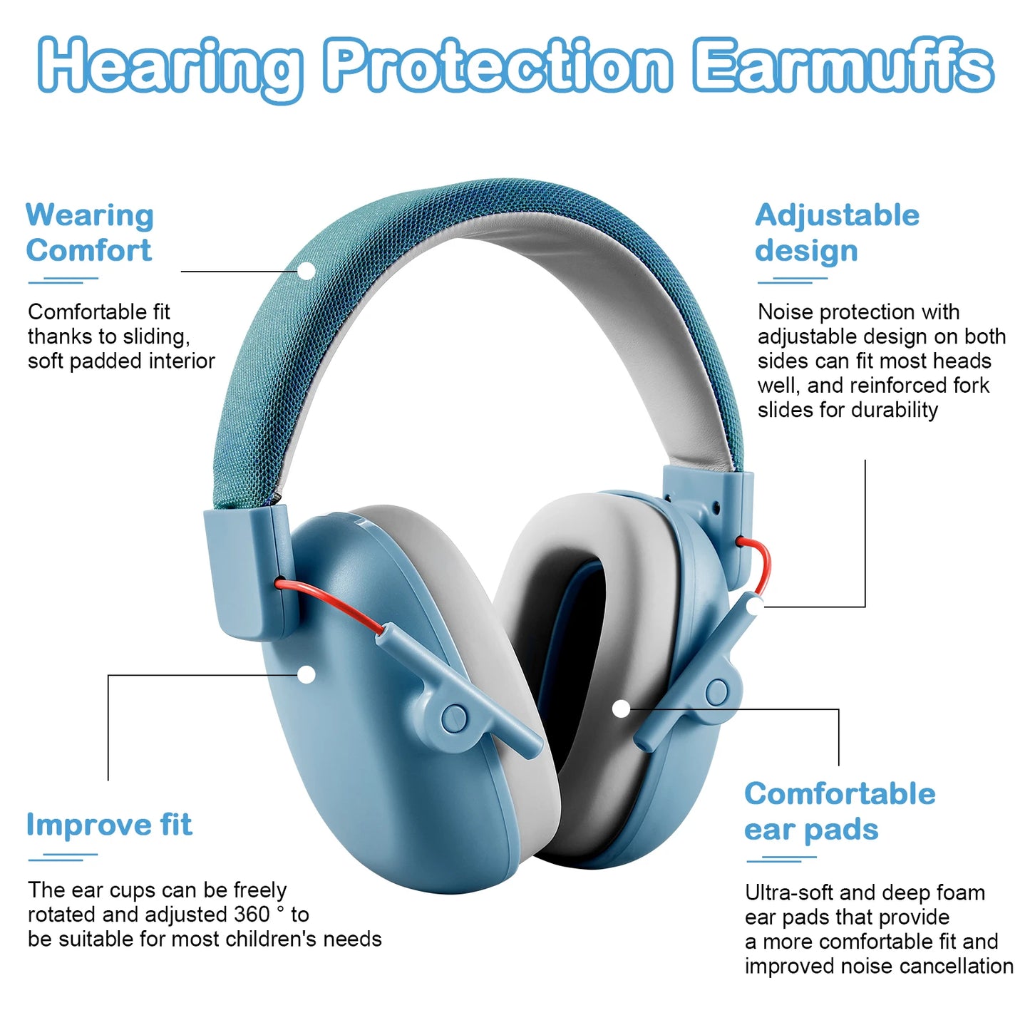 Kids Noise Cancelling Headphones 25db Noise Reduction Ear Muffs Ear Protection Sound Proof Earmuffs for School Children Gifts