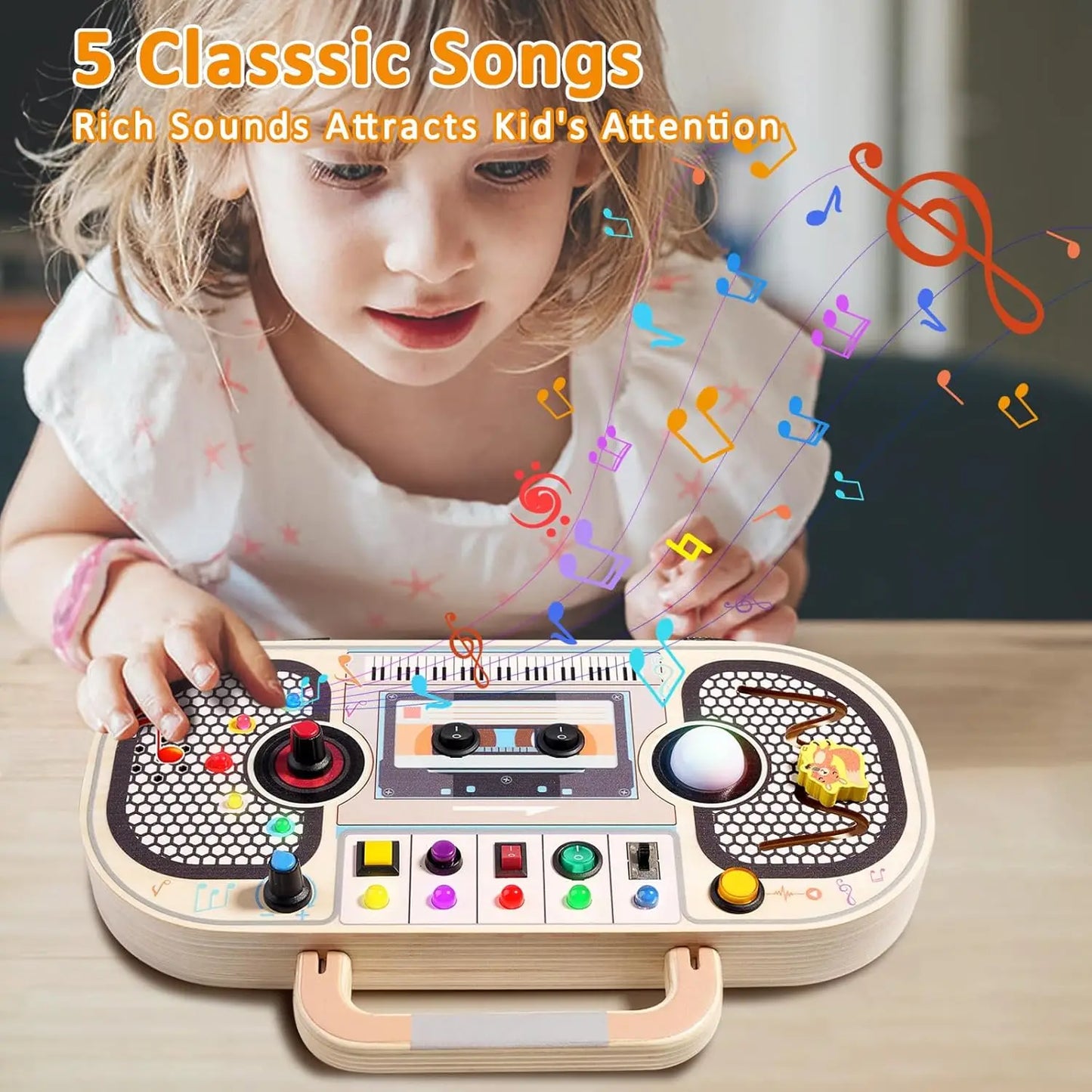 Tablero Montessori con Interruptores – Estimulación Sensorial y Juego Activo