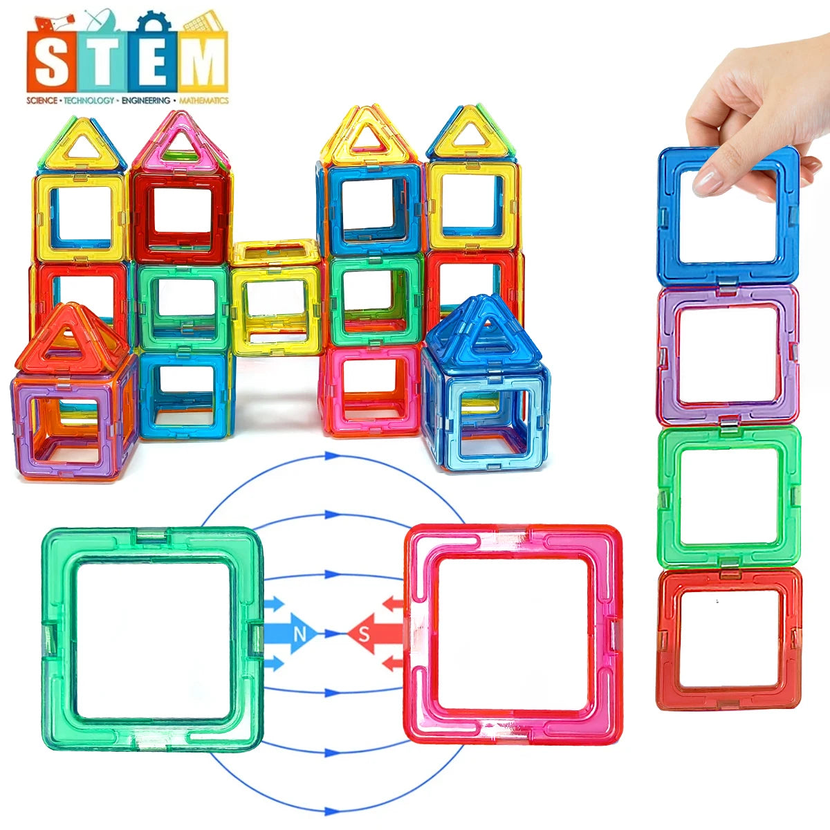Bloques de Construcción Magnéticos Medianos – Juguete Educativo STEM para Aprendizaje y Creatividad