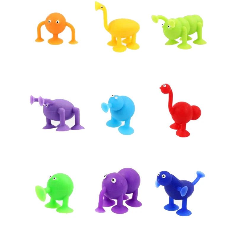 Juguetes de baño con ventosa para niños y niñas, juguetes de succión con forma de Animal, juego interactivo para padres e hijos, ventana, bloques de construcción de viaje