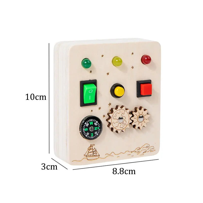 Tablero ocupado Montessori, juguetes para niños, interruptor de luz Led, simula el volante del coche, actividades de viaje, juego sensorial, juguetes educativos