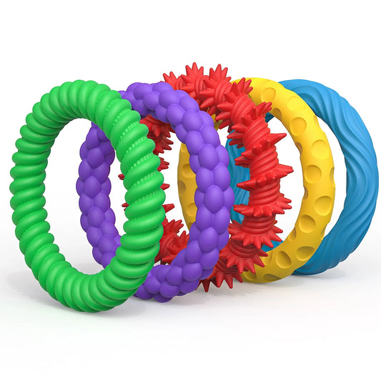 Anillo sensorial, juguetes antiestrés EDC, juguete sensorial de ansiedad antiestrés para adultos y niños, autismo, TDAH, 5 paquetes