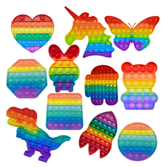 Juguete sensorial Push Pop Bubble Fidget, juguetes para aliviar el estrés, paquete para niños y adultos, herramientas antiansiedad de arcoíris, juguetes para aliviar el estrés de oficina