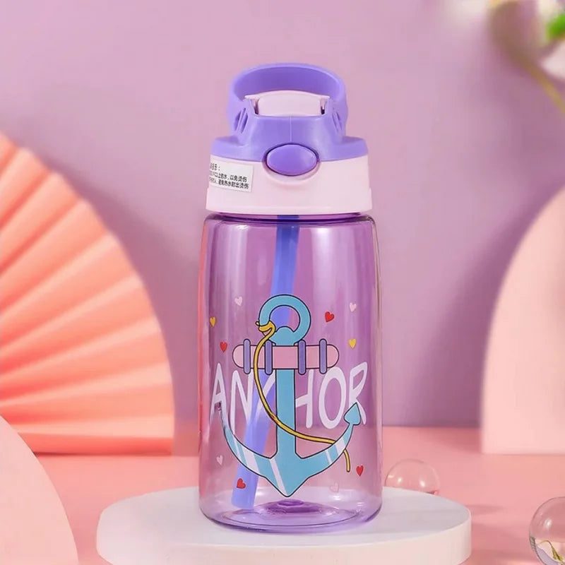 1PC Kids Water Sippy Cup Kids Water Bottle with Straw and Handle Portable Drinking Bottle Cup Children