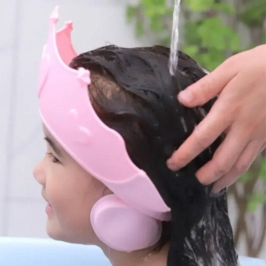 Gorro de ducha ajustable para niños, protección para los oídos, champú seguro para niños, baño, lavado de cabello, cubierta para la cabeza, gorro suave para Baby Shower