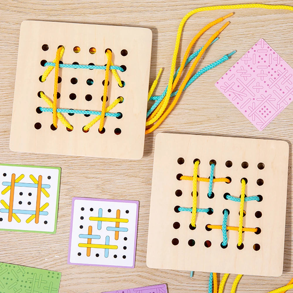 Tablero de Enhebrado Montessori – Coordinación y Motricidad Fina con Patrones