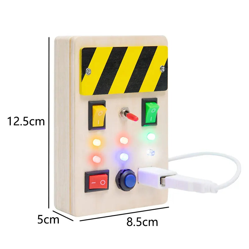 Tablero ocupado Montessori, juguetes para niños, interruptor de luz Led, simula el volante del coche, actividades de viaje, juego sensorial, juguetes educativos