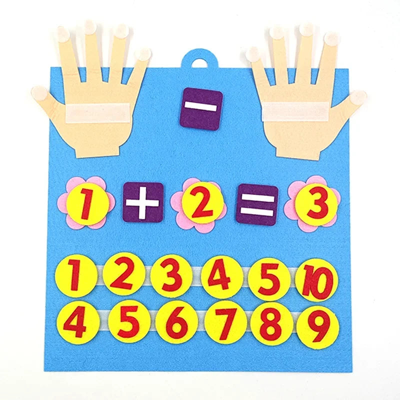 Tablero Contar con los dedos de Fieltro Montessori para Números – Juego Visual y Táctil para Aprender a Contar