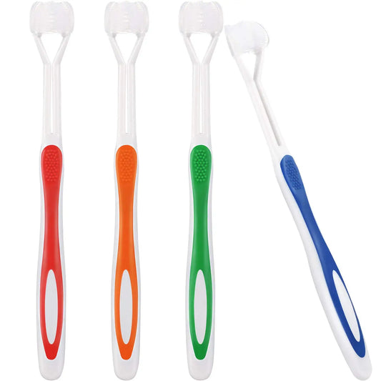 Set de 4 Cepillos de Dientes de Tres Caras – Higiene Suave y Sensorial para Niños