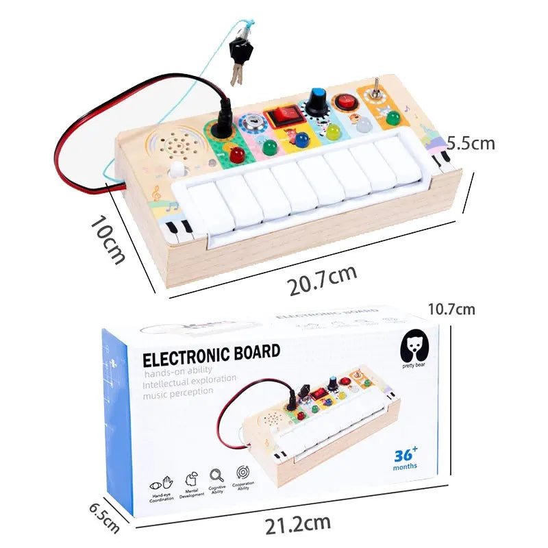 Tablero ocupado Montessori, juguetes para niños, interruptor de luz Led, simula el volante del coche, actividades de viaje, juego sensorial, juguetes educativos