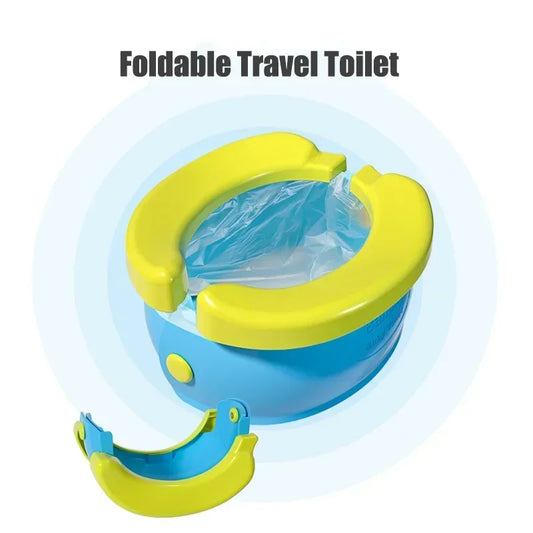 Asiento de entrenamiento para orinal para bebé, incluye 10 bolsas de basura, orinal portátil para niños, viaje, plegable, para exteriores e interiores, fácil de limpiar