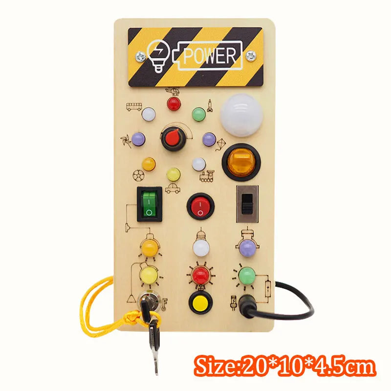 Tablero ocupado Montessori, juguetes para niños, interruptor de luz Led, simula el volante del coche, actividades de viaje, juego sensorial, juguetes educativos