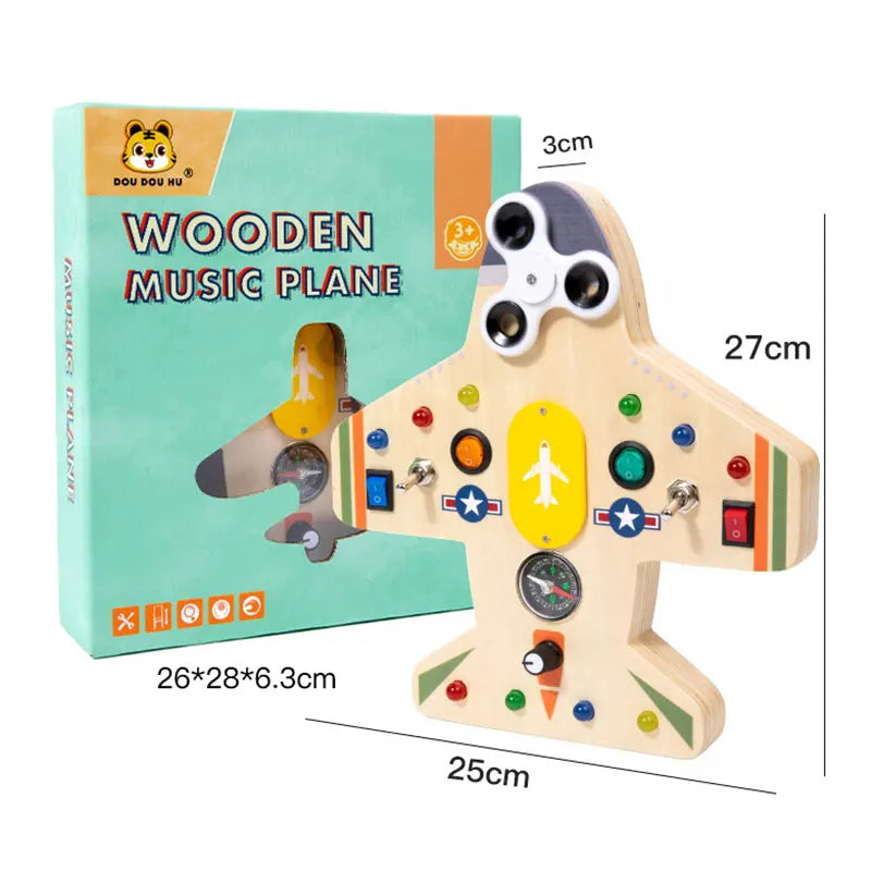 Tablero ocupado Montessori, juguetes para niños, interruptor de luz Led, simula el volante del coche, actividades de viaje, juego sensorial, juguetes educativos