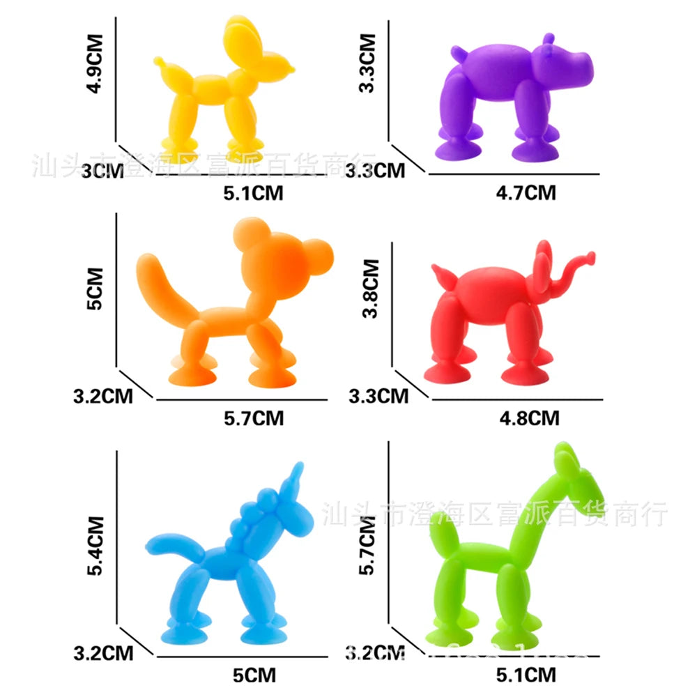 Juguetes de baño con ventosa para niños y niñas, juguetes de succión con forma de Animal, juego interactivo para padres e hijos, ventana, bloques de construcción de viaje
