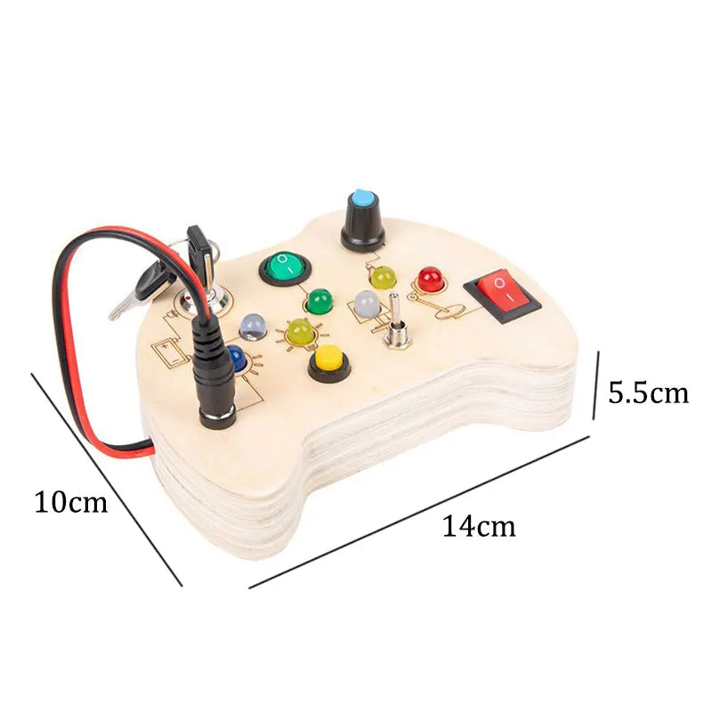 Tablero ocupado Montessori, juguetes para niños, interruptor de luz Led, simula el volante del coche, actividades de viaje, juego sensorial, juguetes educativos