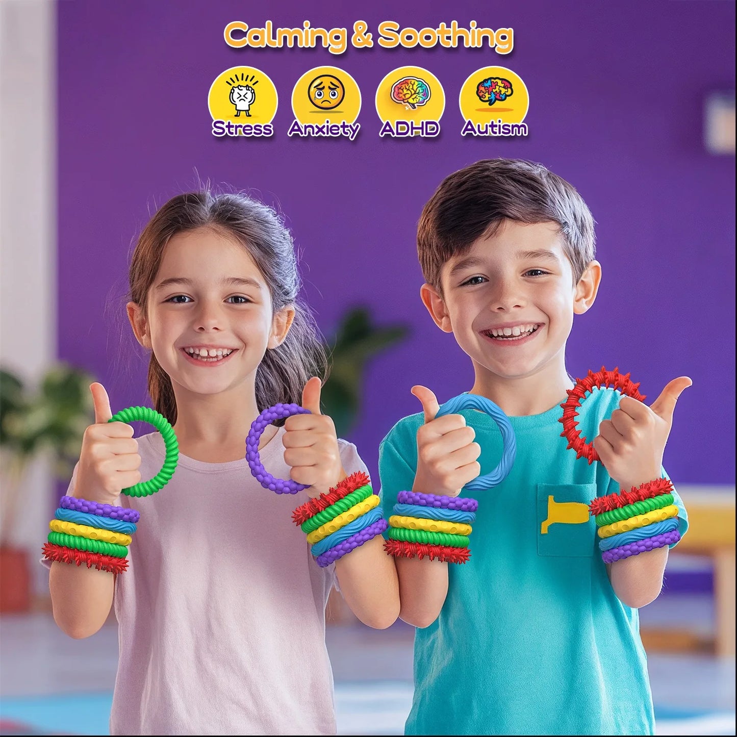 Anillo sensorial, juguetes antiestrés EDC, juguete sensorial de ansiedad antiestrés para adultos y niños, autismo, TDAH, 5 paquetes