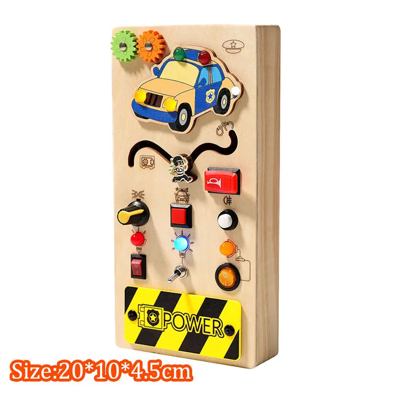 Tablero ocupado Montessori, juguetes para niños, interruptor de luz Led, simula el volante del coche, actividades de viaje, juego sensorial, juguetes educativos