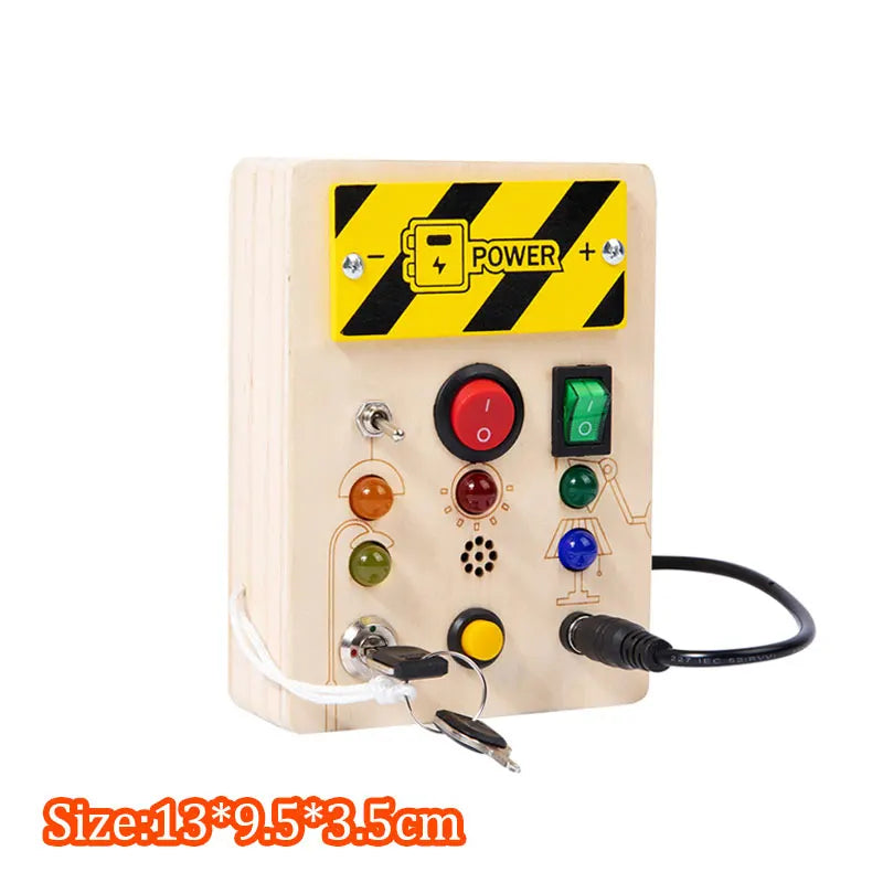 Tablero ocupado Montessori, juguetes para niños, interruptor de luz Led, simula el volante del coche, actividades de viaje, juego sensorial, juguetes educativos