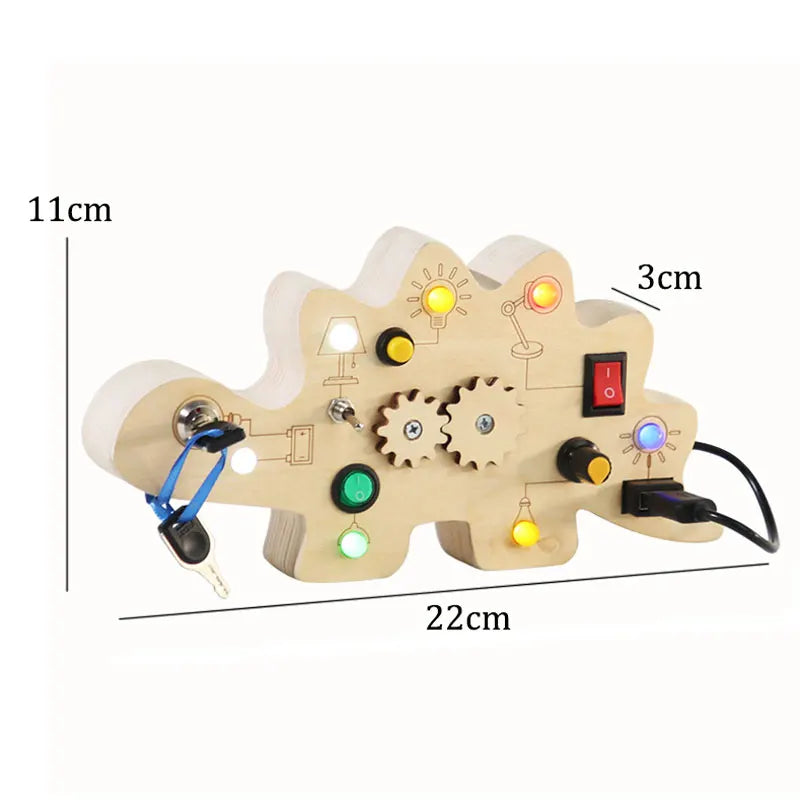 Tablero ocupado Montessori, juguetes para niños, interruptor de luz Led, simula el volante del coche, actividades de viaje, juego sensorial, juguetes educativos
