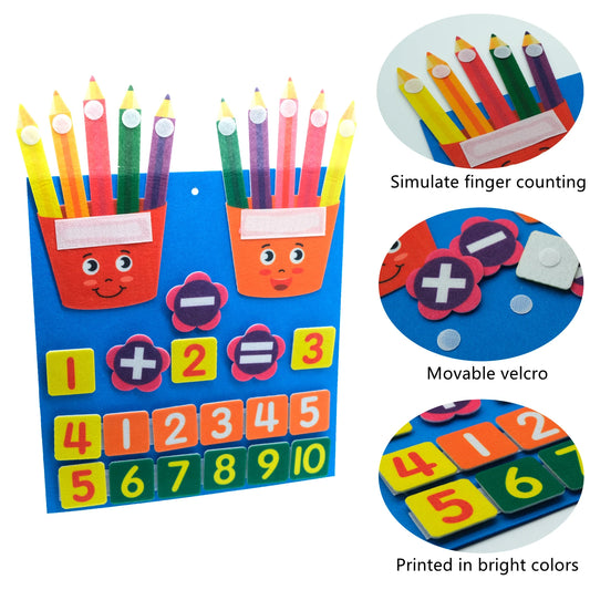 Tablero de Fieltro Montessori para Contar – Aprendizaje Numérico con los Dedos