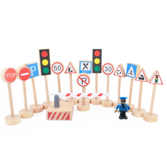 16 modelos de mini señales de tráfico de madera adecuados para juegos de tráfico DIY
