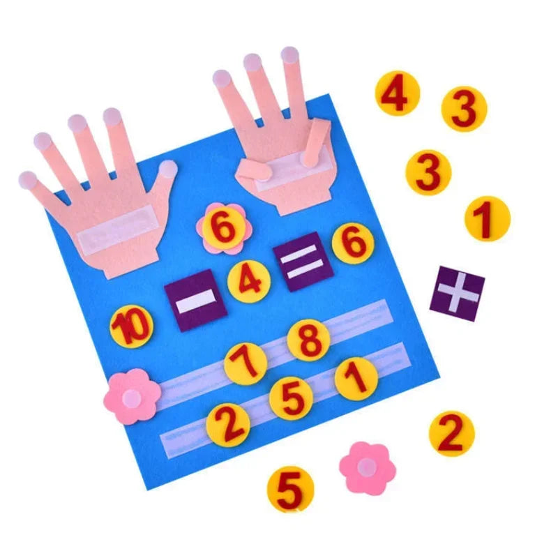 Tablero Contar con los dedos de Fieltro Montessori para Números – Juego Visual y Táctil para Aprender a Contar