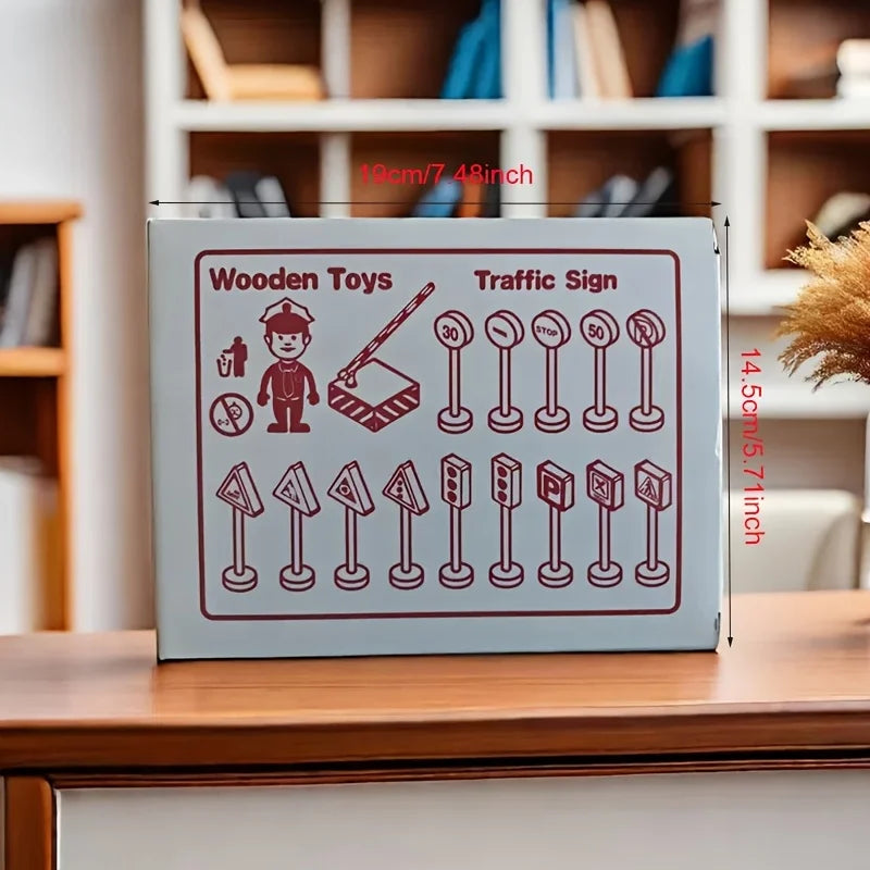 16 modelos de mini señales de tráfico de madera adecuados para juegos de tráfico DIY