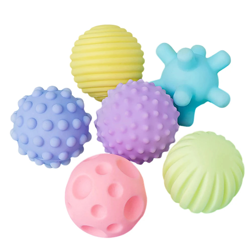 6 pelotas texturizadas para juegos sensoriales de bebés de 6 a 12 meses, pelota blanda de actividades, juguetes de ducha Montessori para niños pequeños de 1 a 3 años