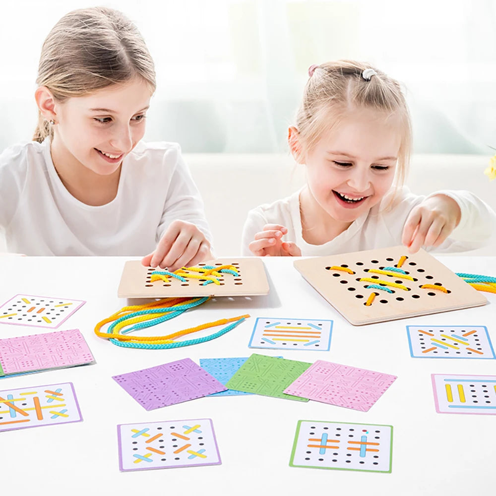 Tablero de Enhebrado Montessori – Coordinación y Motricidad Fina con Patrones