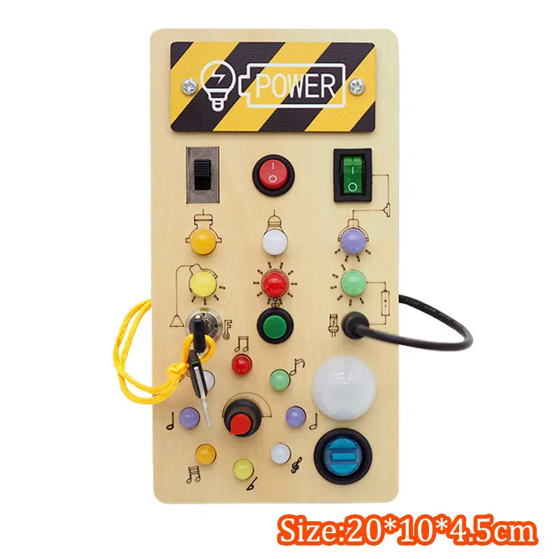 Tablero ocupado Montessori, juguetes para niños, interruptor de luz Led, simula el volante del coche, actividades de viaje, juego sensorial, juguetes educativos
